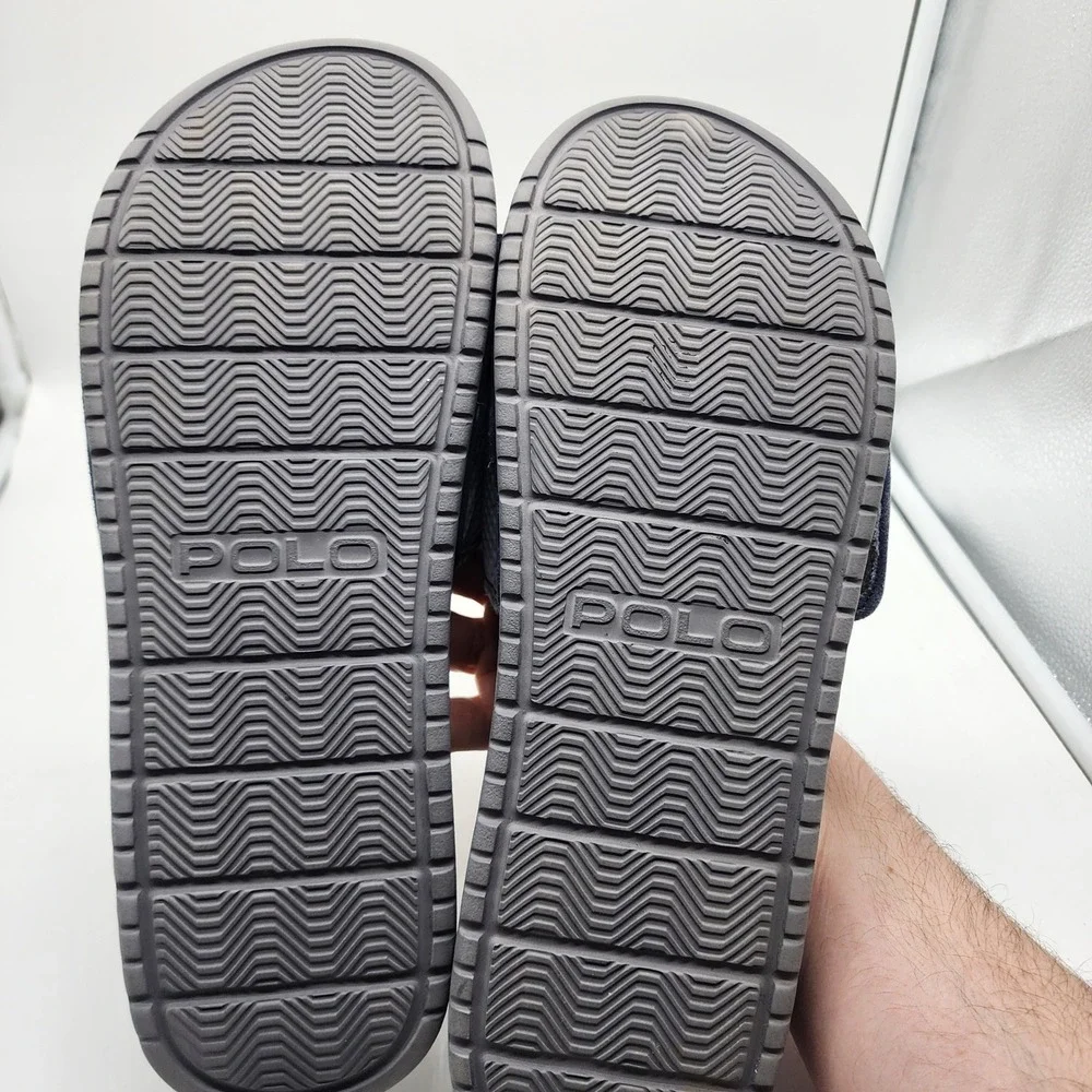 Polo Ralph Lauren Romsey Slide Sandals Men's 13 Gray Navy Adjustable Strap